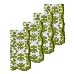 NEW LAURA PARK chintz scalloped dinner napkins in green